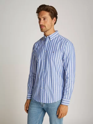 Chemise Manches Longues Sport Rayure Large Bleu Moyen