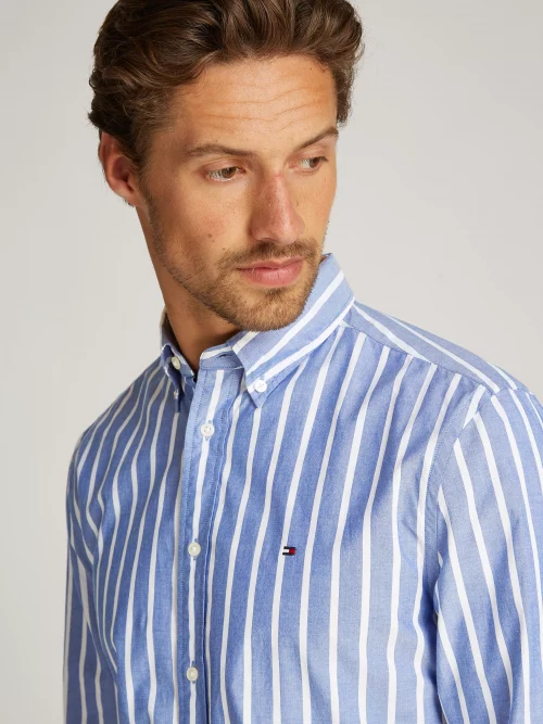 Chemise Manches Longues Sport Rayure Large Bleu Moyen – Image 3