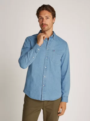 Chemise Manches Longues Sport Chambray Bleu Clair