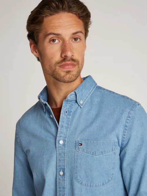 Chemise Manches Longues Sport Chambray Bleu Clair – Image 3