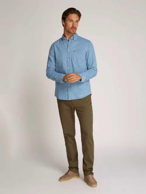 Chemise Manches Longues Sport Chambray Bleu Clair – Image 4