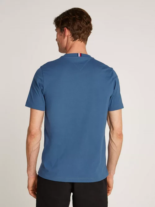 T-shirt Manches Courtes Broderie Italique Bleu Moyen – Image 2