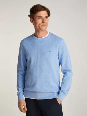 Pull Col Rond Nid Abeille Bleu Clair