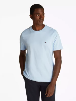 T-shirt Manches Courtes Uni Col Rond Bleu Clair