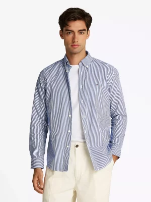 Chemise Manches Longues Sport Rayure Baton Bleu Clair