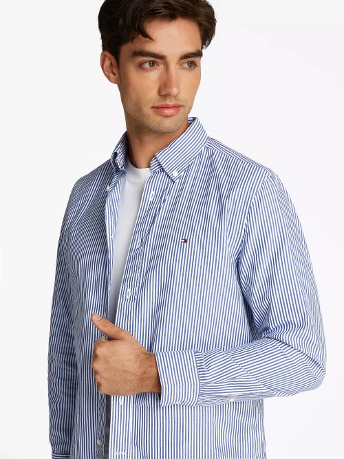 Chemise Manches Longues Sport Rayure Baton Bleu Clair – Image 2