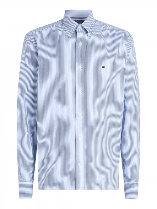 Chemise Manches Longues Sport Rayure Baton Bleu Clair – Image 4