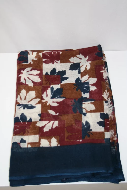 Accessoire Echarpe Laine Feuilles Rouge Moyen – Image 3