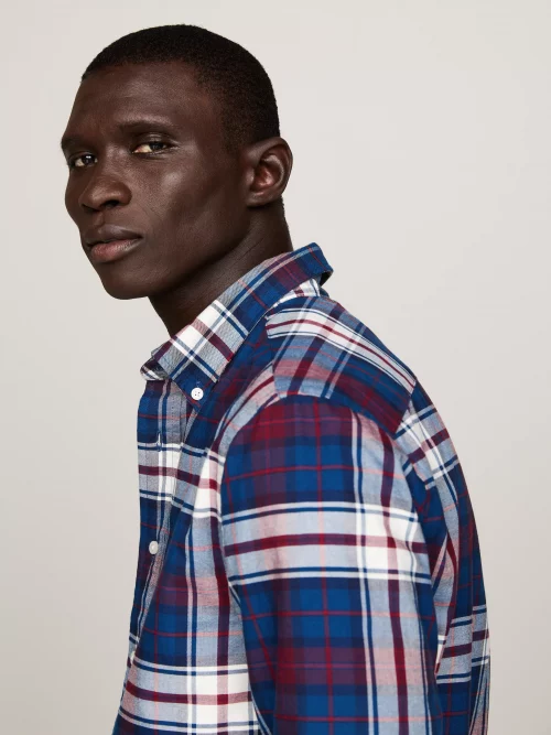 Chemise Manches Longues Sport Oxford Carreau Bleu Moyen – Image 2