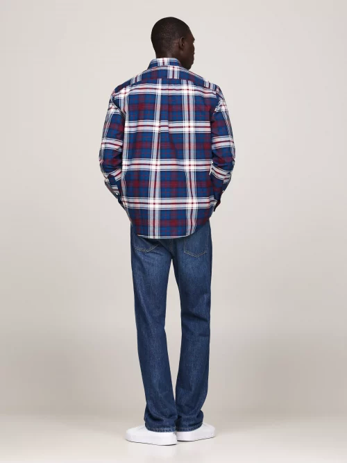 Chemise Manches Longues Sport Oxford Carreau Bleu Moyen – Image 3