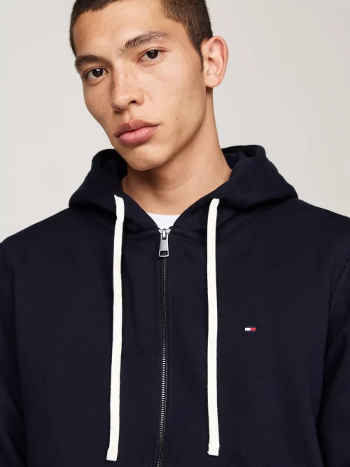 Gilet Manches Longues Molleton Zip Capuche Bleu Fonce – Image 3