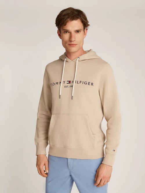 Pull Sweat  Molleton Enfilable Capuche Beige Clair