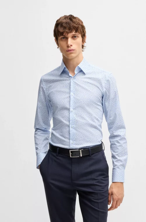 Chemise Manches Longues Ville Fleurs Bleu Clair – Image 4