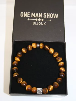 Accessoire Bracelet Pierre Oeil Tigre Beige Moyen