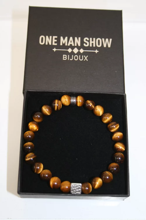 Accessoire Bracelet Pierre Oeil Tigre Beige Moyen