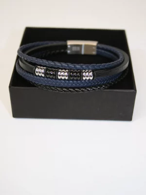 Accessoire Bracelet Cuir *4 Bleu Bleu Fonce