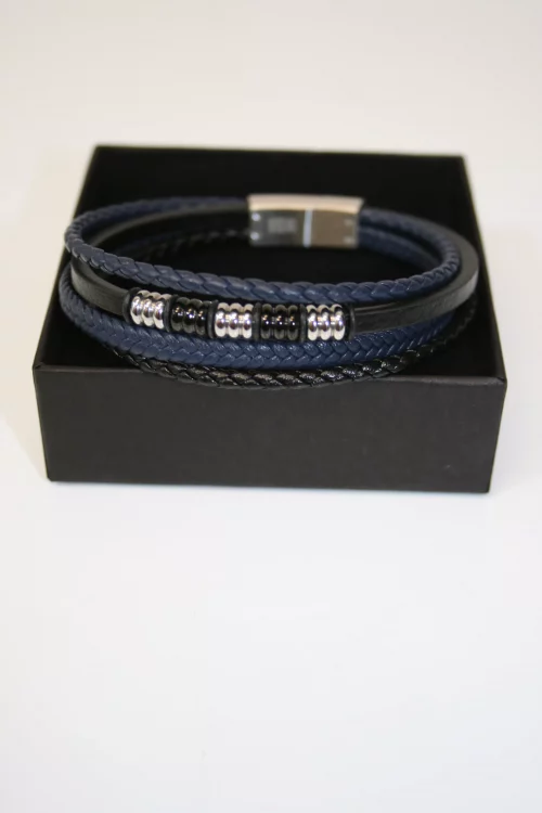 Accessoire Bracelet Cuir *4 Bleu Bleu Fonce