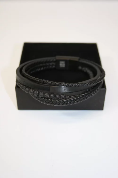 Accessoire Bracelet Cuir *4 Noir Noir Fonce – Image 2