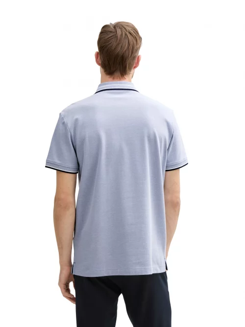 Polo Manches Courtes Pique Bicolore Bleu Clair – Image 2