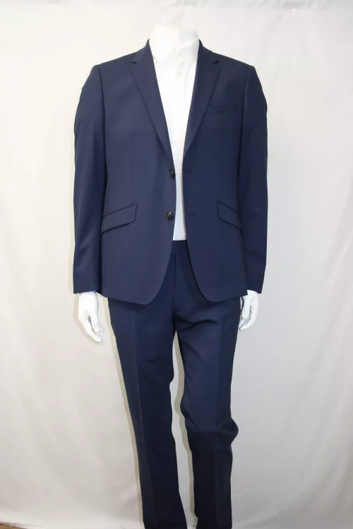 Costume 2 Pieces Toile Unie Las Bang Bleu Moyen