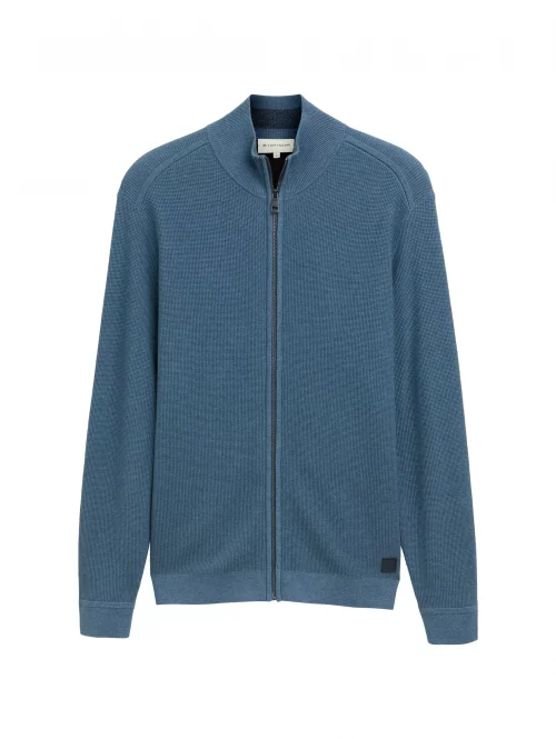 Gilet Manches Longues Nid Abeille Bleu Moyen