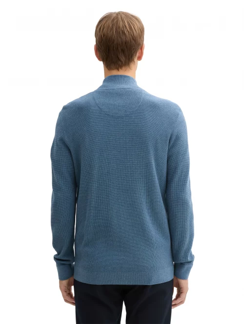Gilet Manches Longues Nid Abeille Bleu Moyen – Image 2