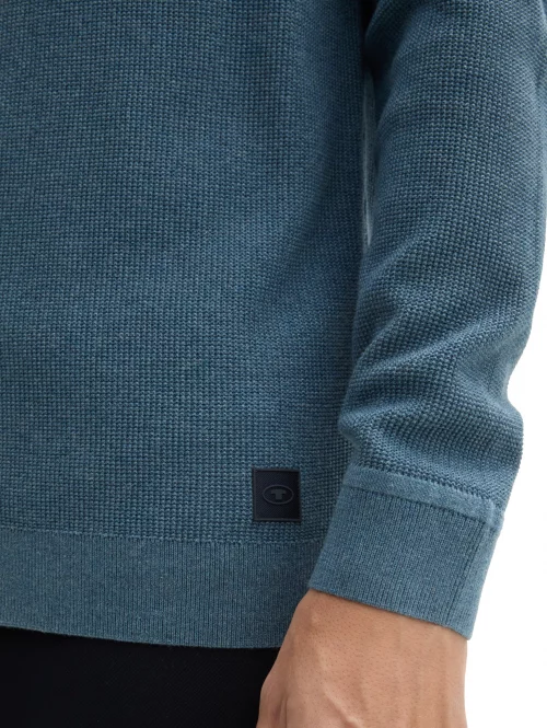 Gilet Manches Longues Nid Abeille Bleu Moyen – Image 3