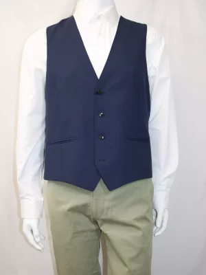 Gilet Ceremonie Toile Unie Casino Bleu Moyen