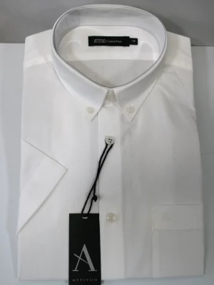 Chemise Manches Courtes Sport Oxford Uni Modern-3 Blanc
