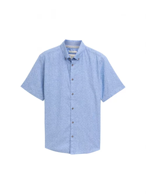 Chemise Manches Courtes Sport Lin Coton Allover Bleu Clair