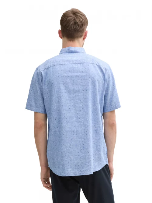 Chemise Manches Courtes Sport Lin Coton Allover Bleu Clair – Image 3