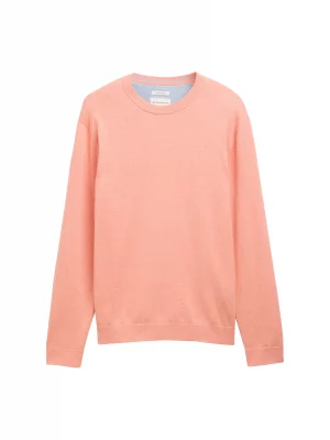 Pull Col Rond Coton Rdc Uni Orange Moyen