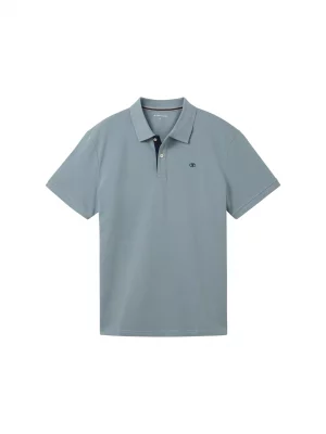 Polo Manches Courtes Pique Uni Bleu Moyen