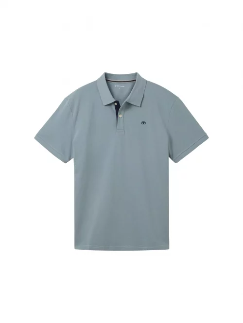 Polo Manches Courtes Pique Uni Bleu Moyen