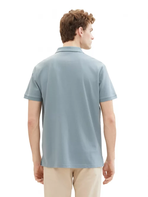 Polo Manches Courtes Pique Uni Bleu Moyen – Image 3