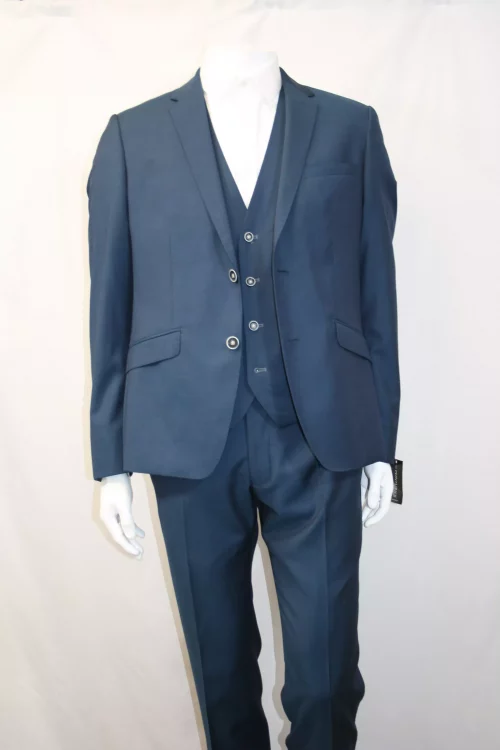Costume 3 Pieces Serge Unie Ardoise Las Bang Casino Bleu Moyen