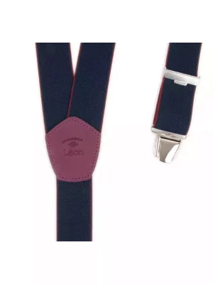 Accessoire Bretelles Unies Contraste Bordeaux Bleu Fonce