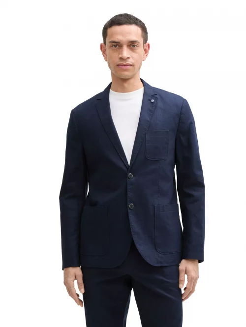 Veste Ville Lin Coton 3pp Bleu Fonce