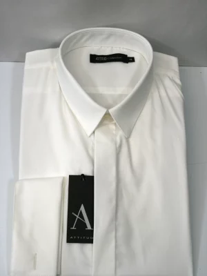 Chemise Manches Longues Ville Slim Twill Uni Mousquetaires Beige Clair