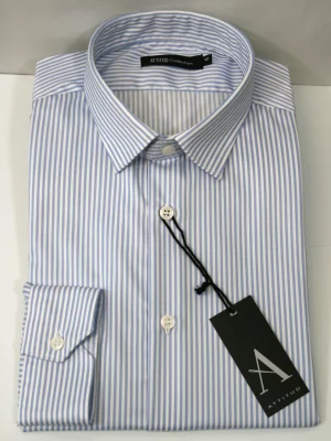 Chemise Manches Longues Ville Rayure Baton Modern-2 Bleu Clair