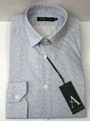 Chemise Manches Longues Ville Pointilles Modern-2 Bleu Moyen