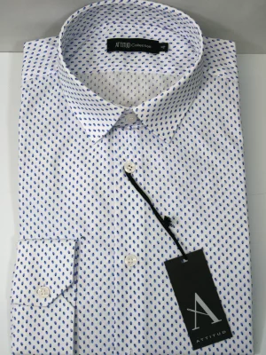 Chemise Manches Longues Ville Ovale Bleu Modern-2 Bleu Moyen