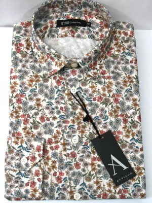 Chemise Manches Longues Ville Fleurs Beigesmodern-2 Beige Moyen