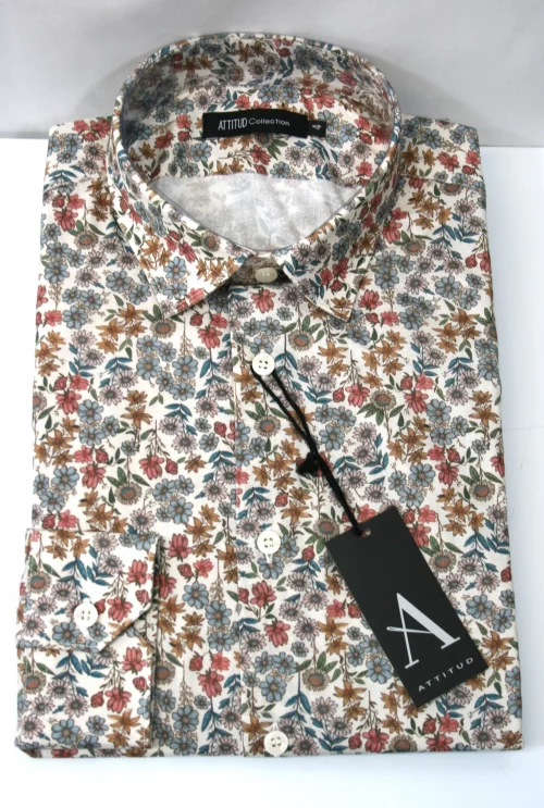 Chemise Manches Longues Ville Fleurs Beigesmodern-2 Beige Moyen