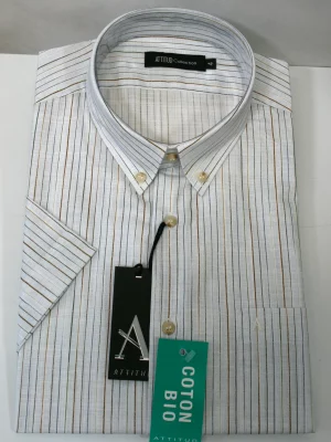 Chemise Manches Courtes Sport Rayure Modern-3 Bleu Moyen