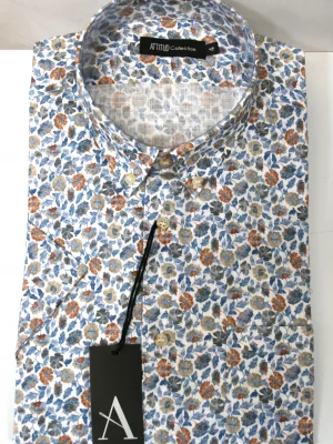 Chemise Manches Courtes Sport Fleurs Modern-3 Bleu Moyen