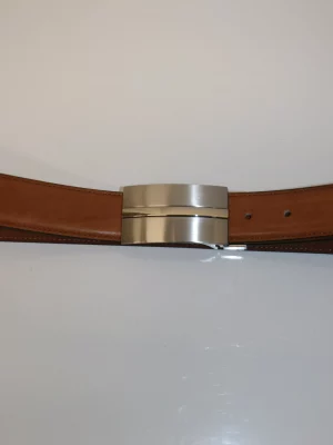 Accessoire Ceinture Plaque Trait Central Beige Moyen