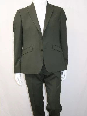 Costume 2 Pieces Toile Unie Las Bang Kaki Fonce