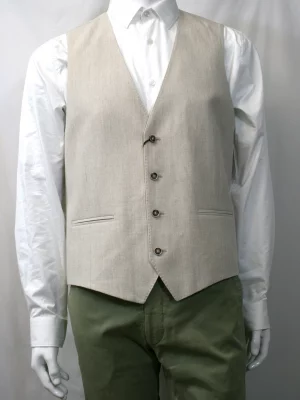 Gilet Ceremonie Toile Lin Casino Beige Clair