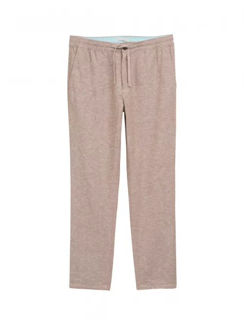 Pantalon Sport Lin Coton Elastique Beige Clair